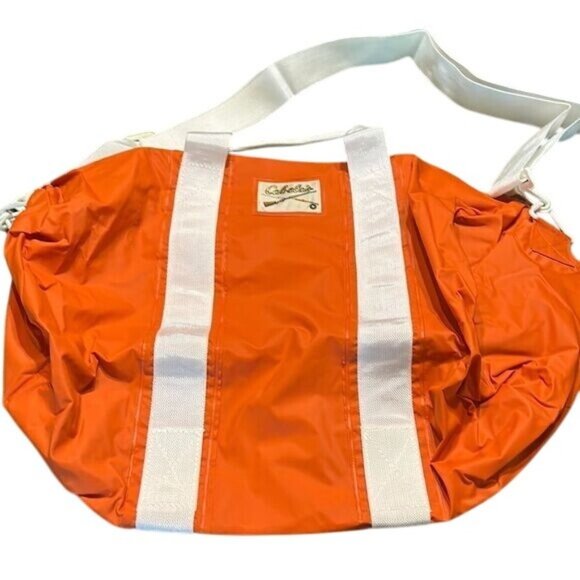 Cabela's Other - Cabelas Orange Nylon Duffle Bag 22"x12"x12" Durable White Straps & Zippers Perfe